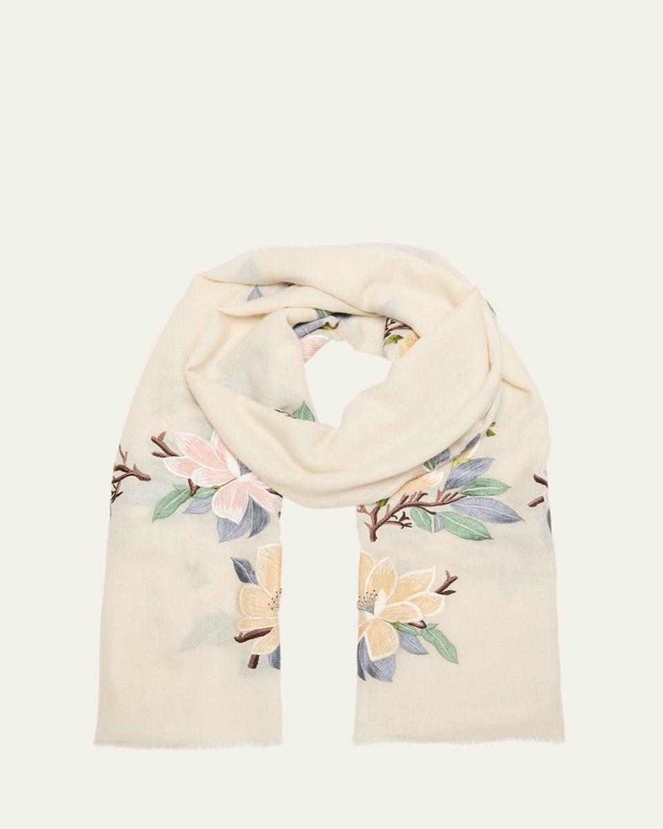 Magnolia Branch Cashmere & Silk Scarf