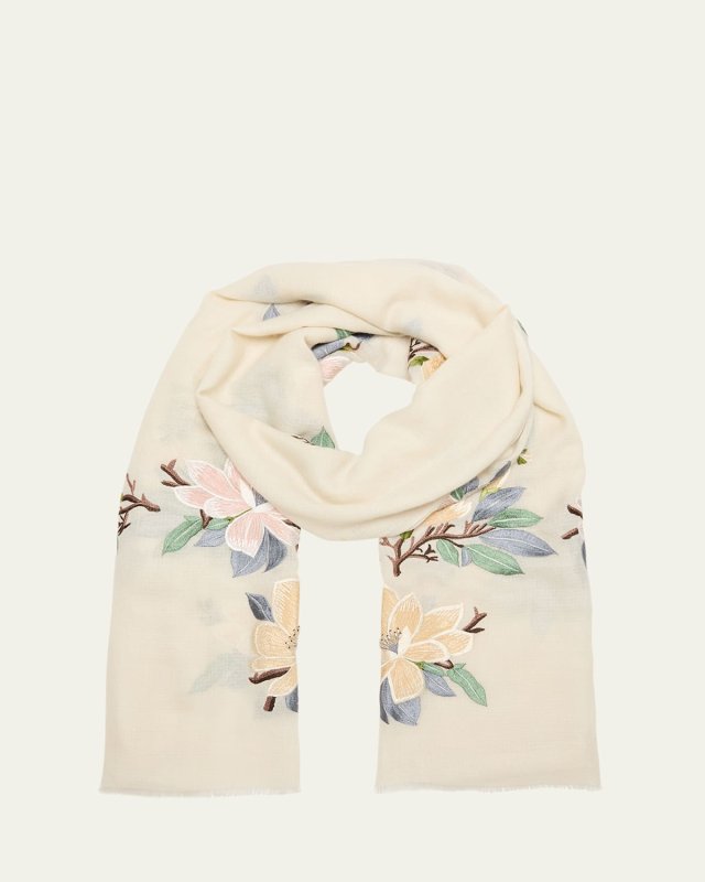 Magnolia Branch Cashmere & Silk Scarf
