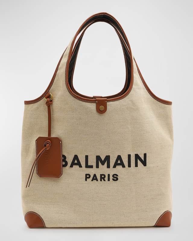 B Army Grocery Tote Bag in Canvas with Leather Handle