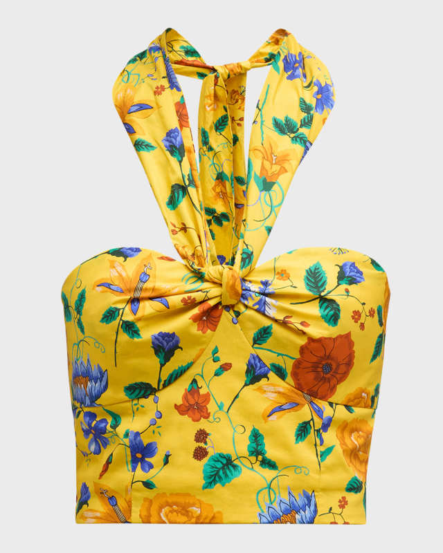 Piana Floral Cotton Poplin Halter Top