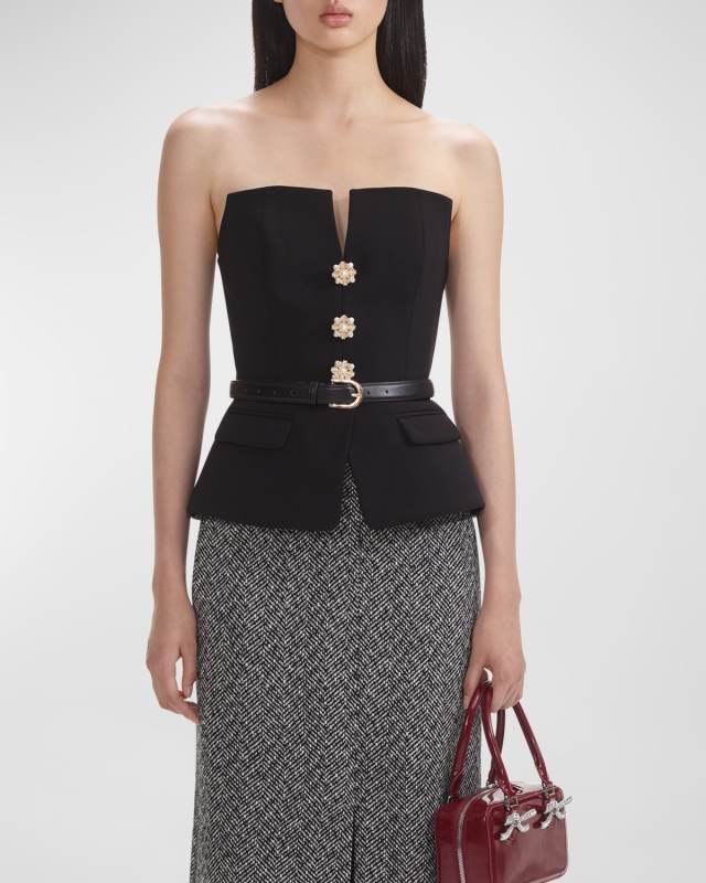 Crepe Bandeau Peplum Top