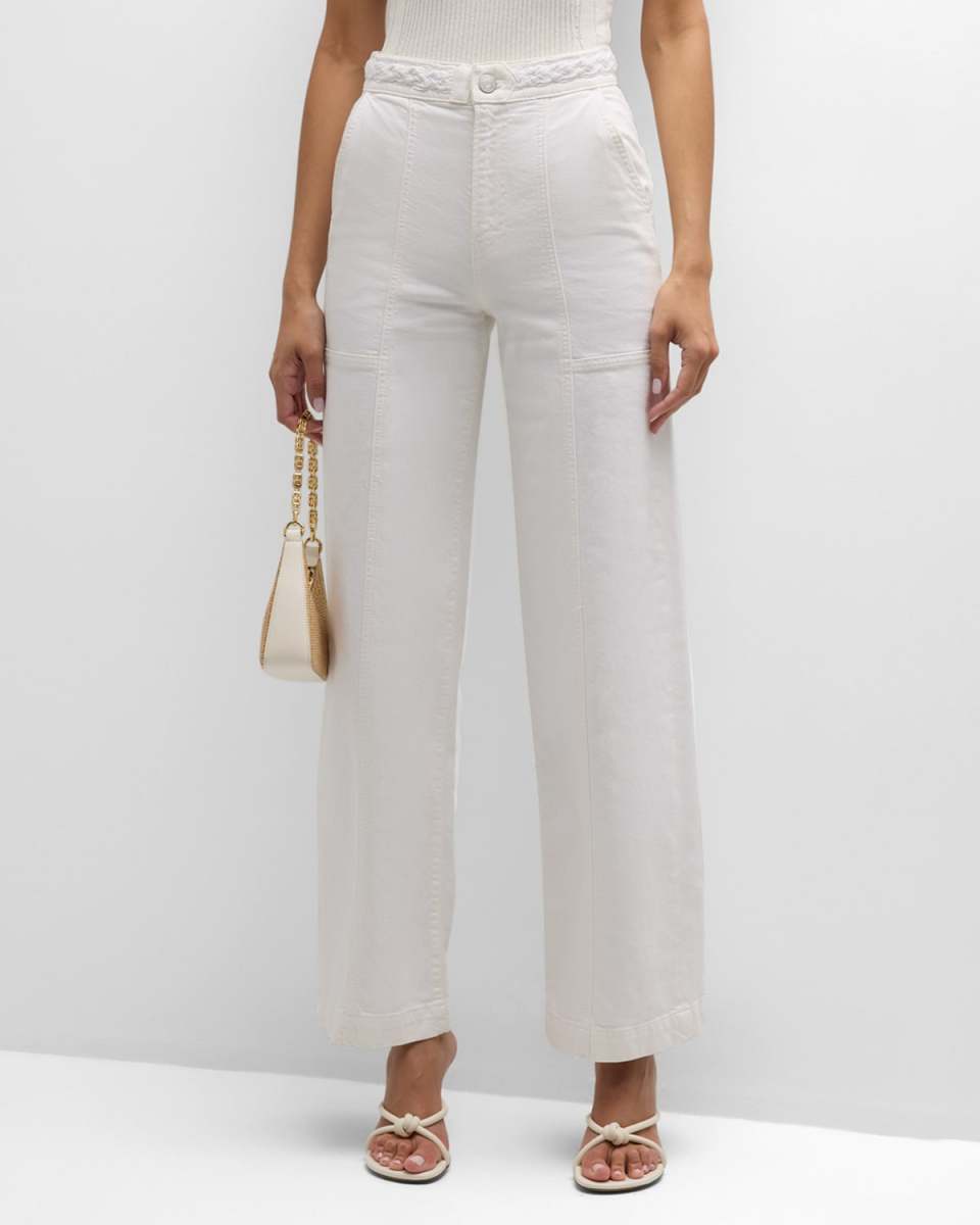 Braided Wide-Leg Jeans