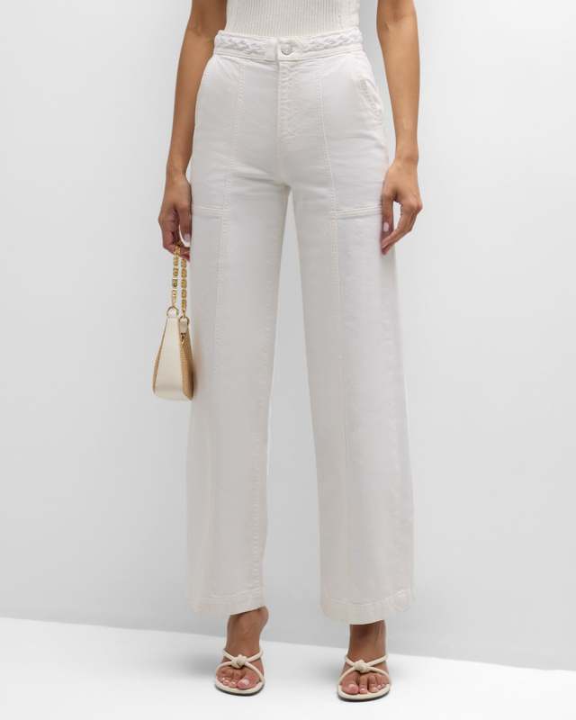 Braided Wide-Leg Jeans