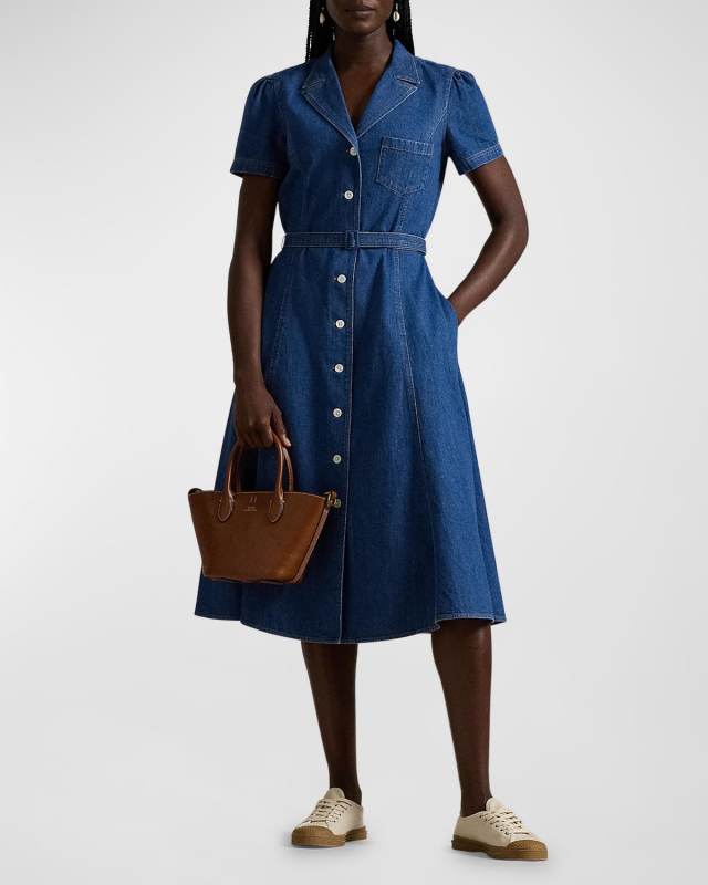 Buttoned Denim Midi Dress