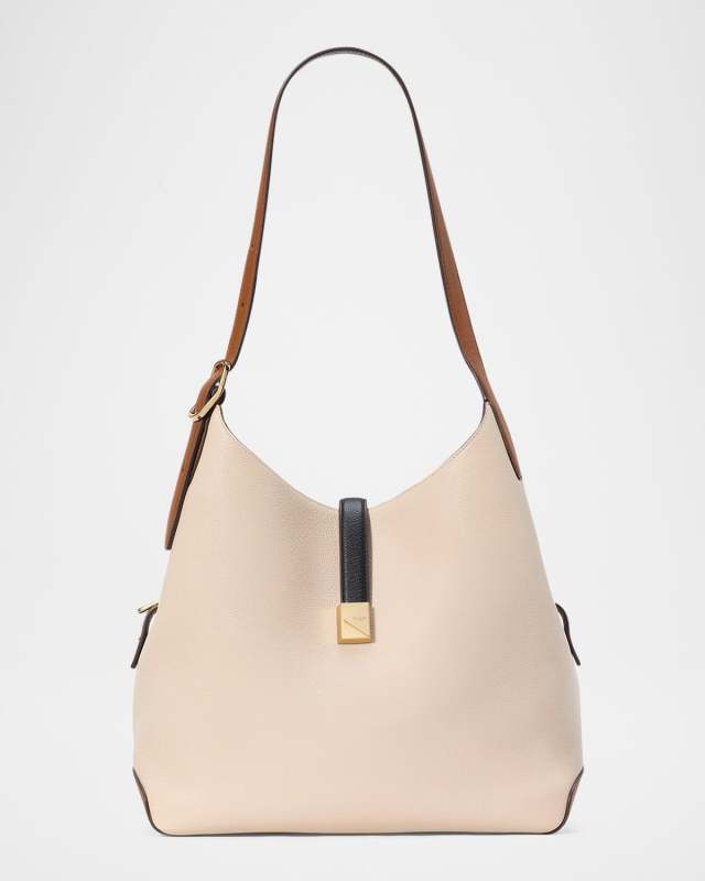 tribeca colorblock pebbled leather shoulder bag