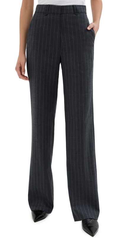 ANINE BING Drew Pants Grey Pinstripe