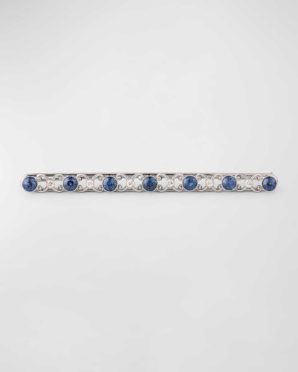 Estate Platinum Sapphire and Diamond Bar Pin