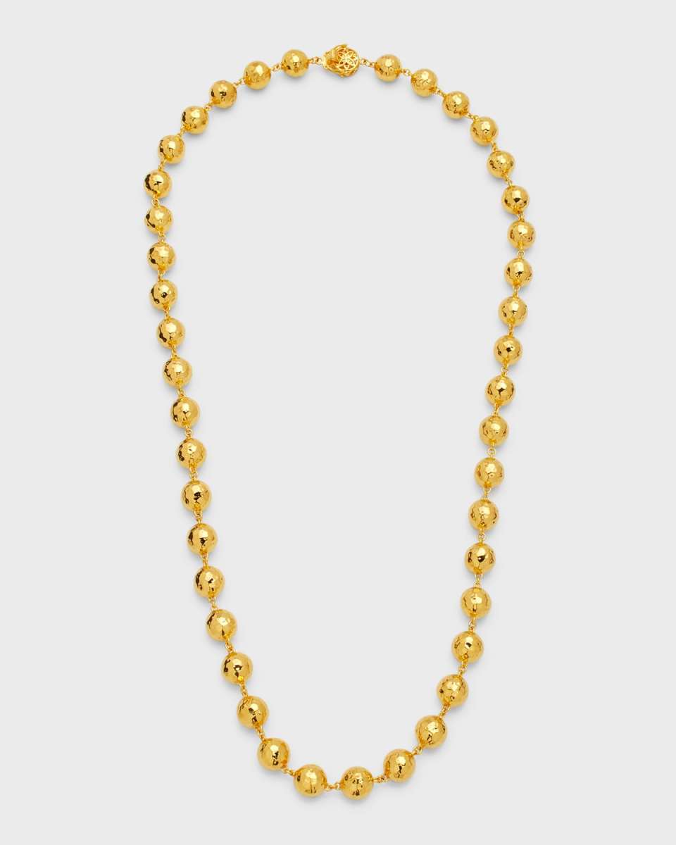 20K Yellow Gold Hammered Disco Ball Chain Necklace