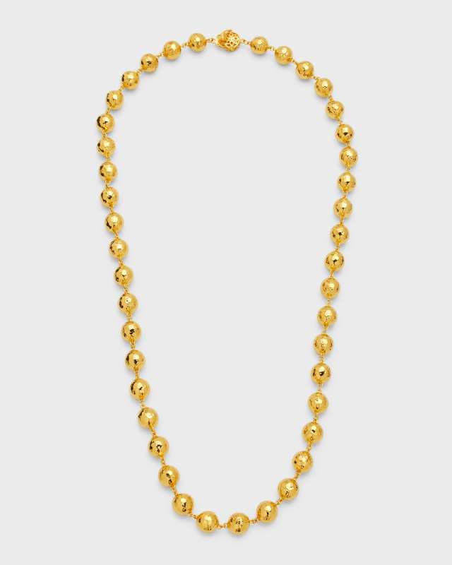 20K Yellow Gold Hammered Disco Ball Chain Necklace