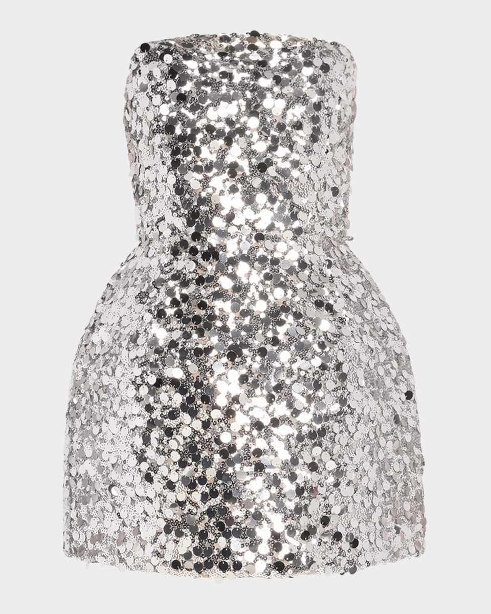 Maraya Strapless Lace-Up Sequin Mini Dress