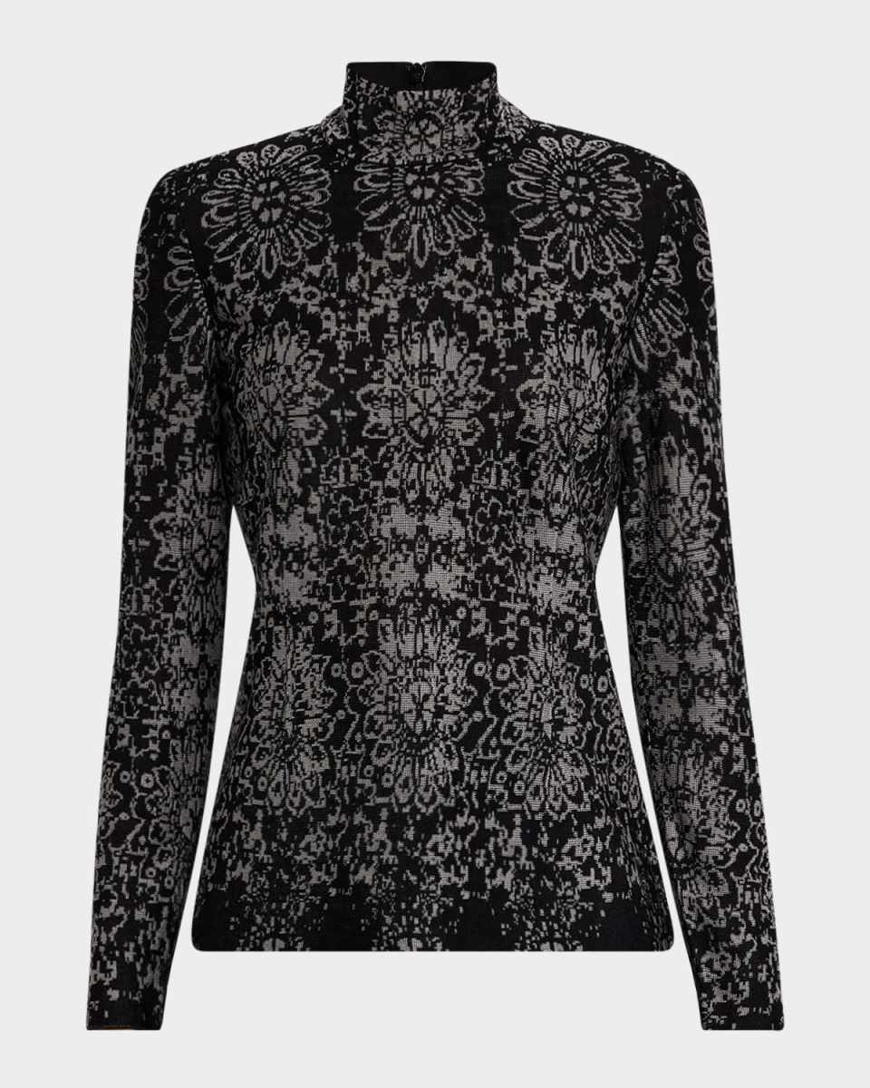 Mock-Neck Medallion Knit Tunic