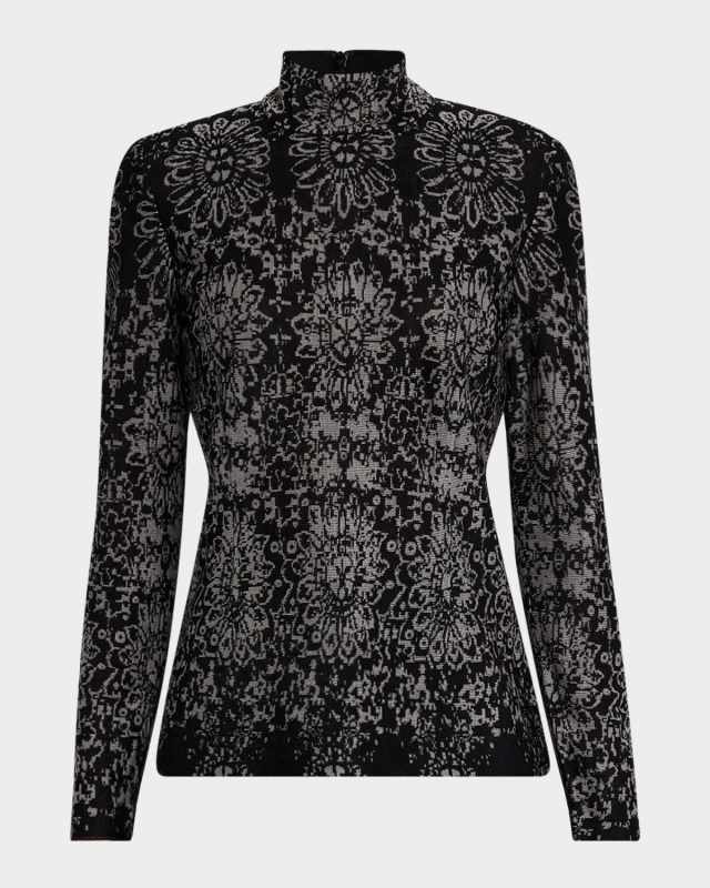 Mock-Neck Medallion Knit Tunic