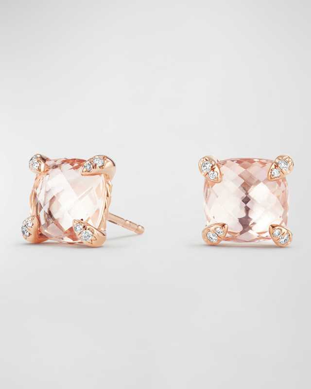 Chatelaine 18k Rose Gold Stud Earrings w/ Morganite