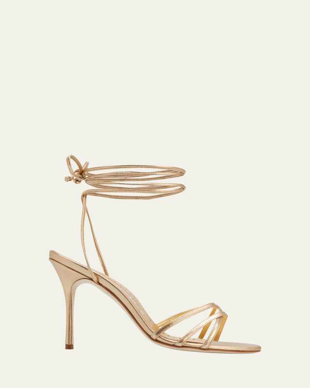 Leva Strappy Ankle-Wrap Sandals