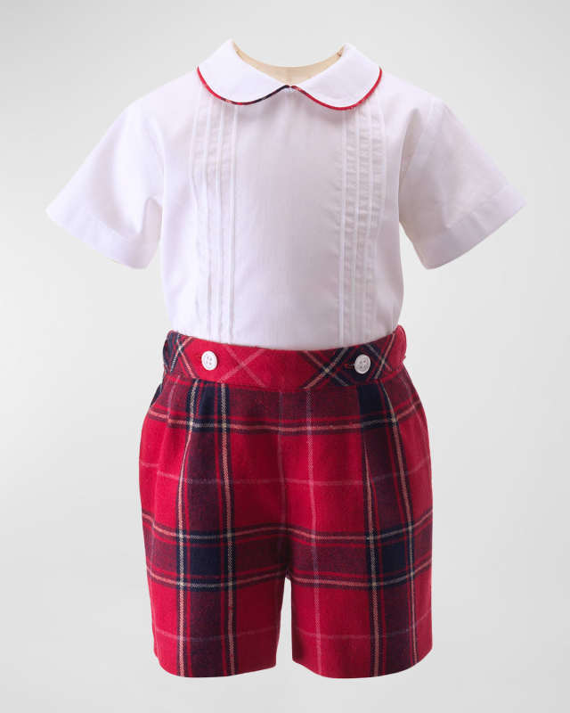 Boy's Tartan Shirt & Shorts Set, Size 6M-24
