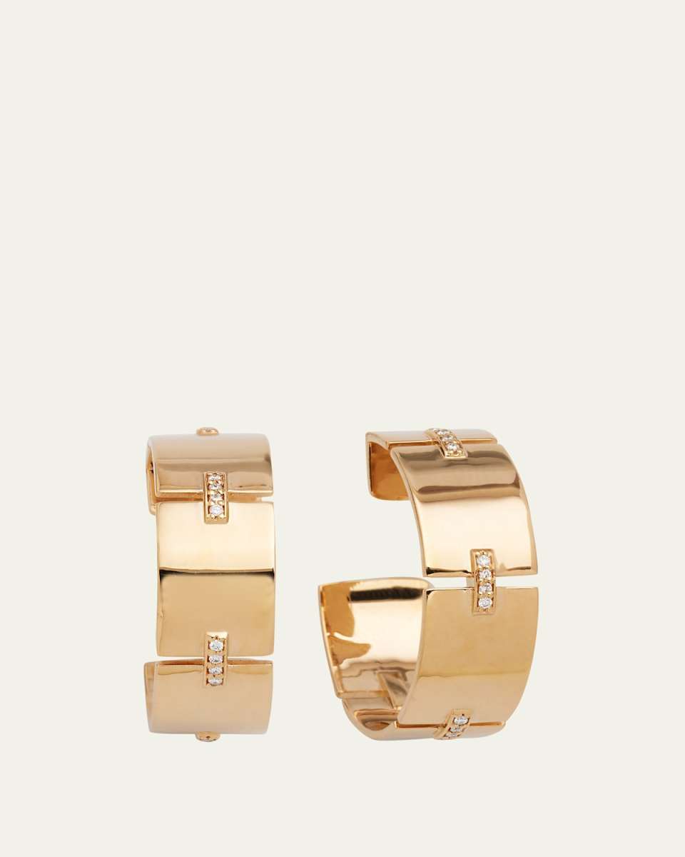 14K Flawless Tag Link Vanity Hoop Earrings, 25mm
