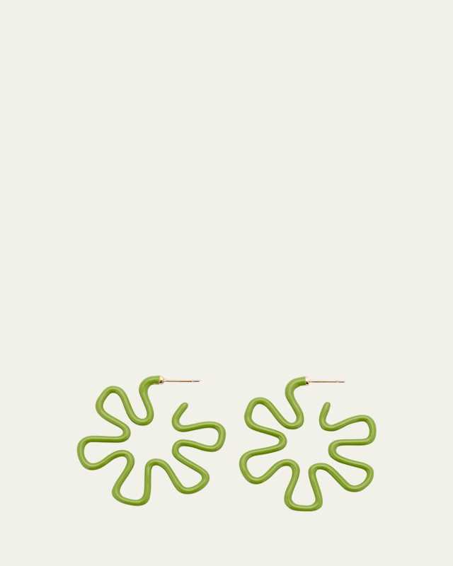 Pistachio Enamel Earrings in 9K Yellow Gold Plated Sterling Silver