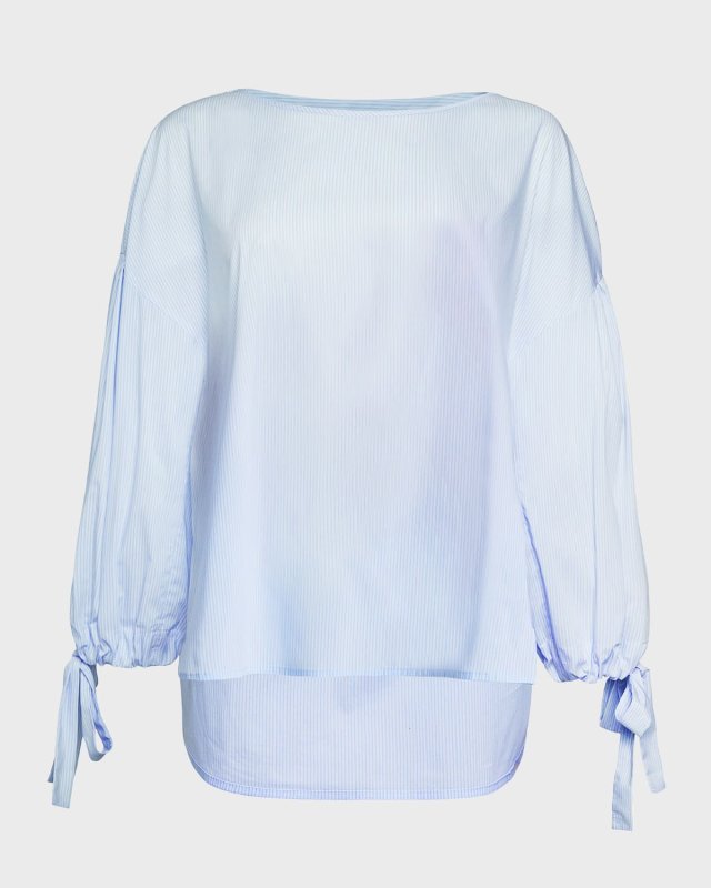 Juniper Striped Tie-Cuff Blouse