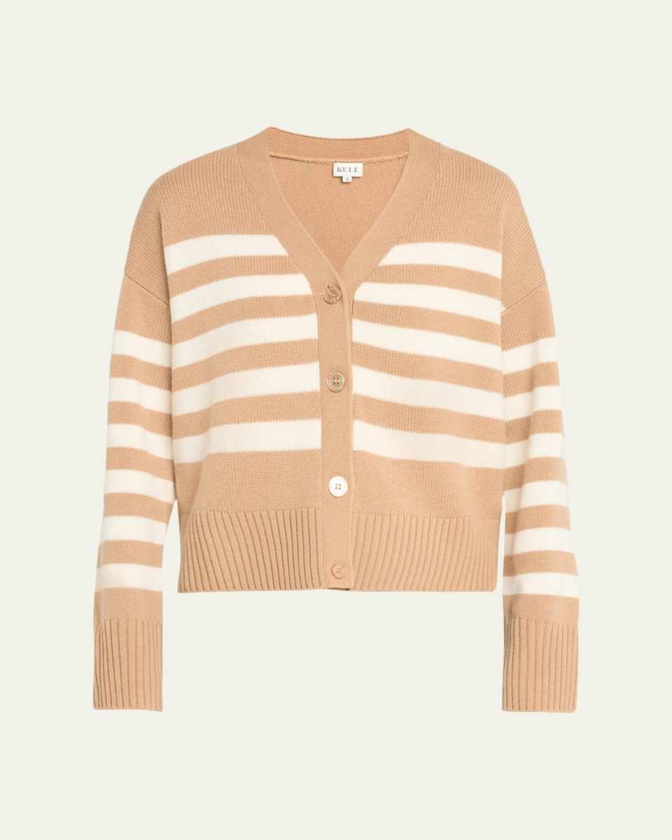 The Raffa Striped Wool-Cashmere Cardigan