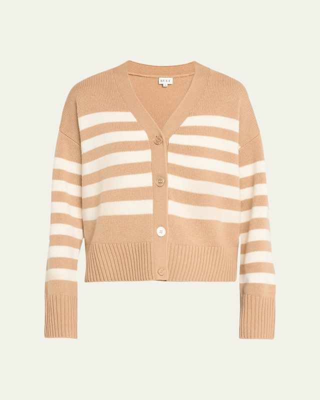 The Raffa Striped Wool-Cashmere Cardigan