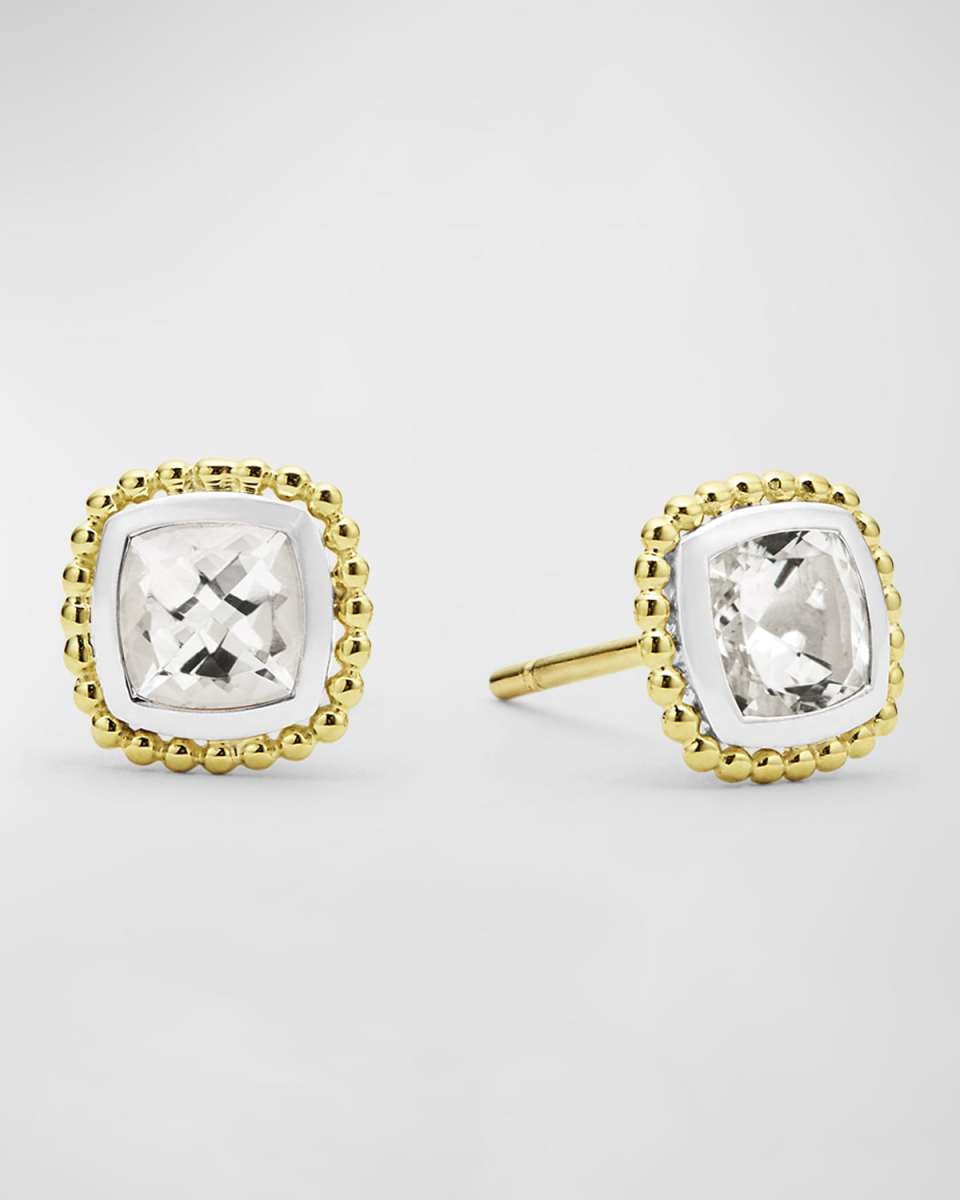 Rittenhouse White Topaz Stud Earrings in 18K Gold and Sterling Silver