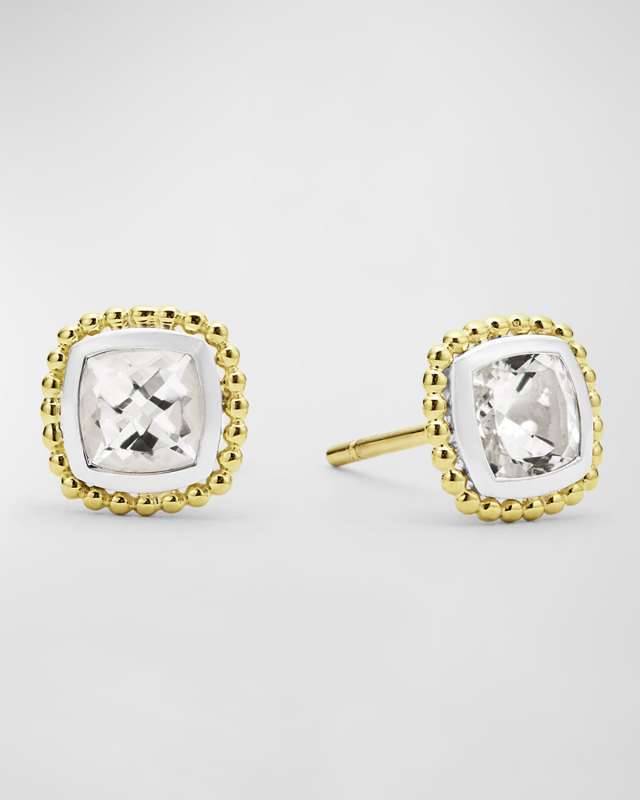 Rittenhouse White Topaz Stud Earrings in 18K Gold and Sterling Silver