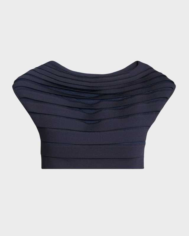 Stretch Panelled Ribbed Off-Shoulder Top