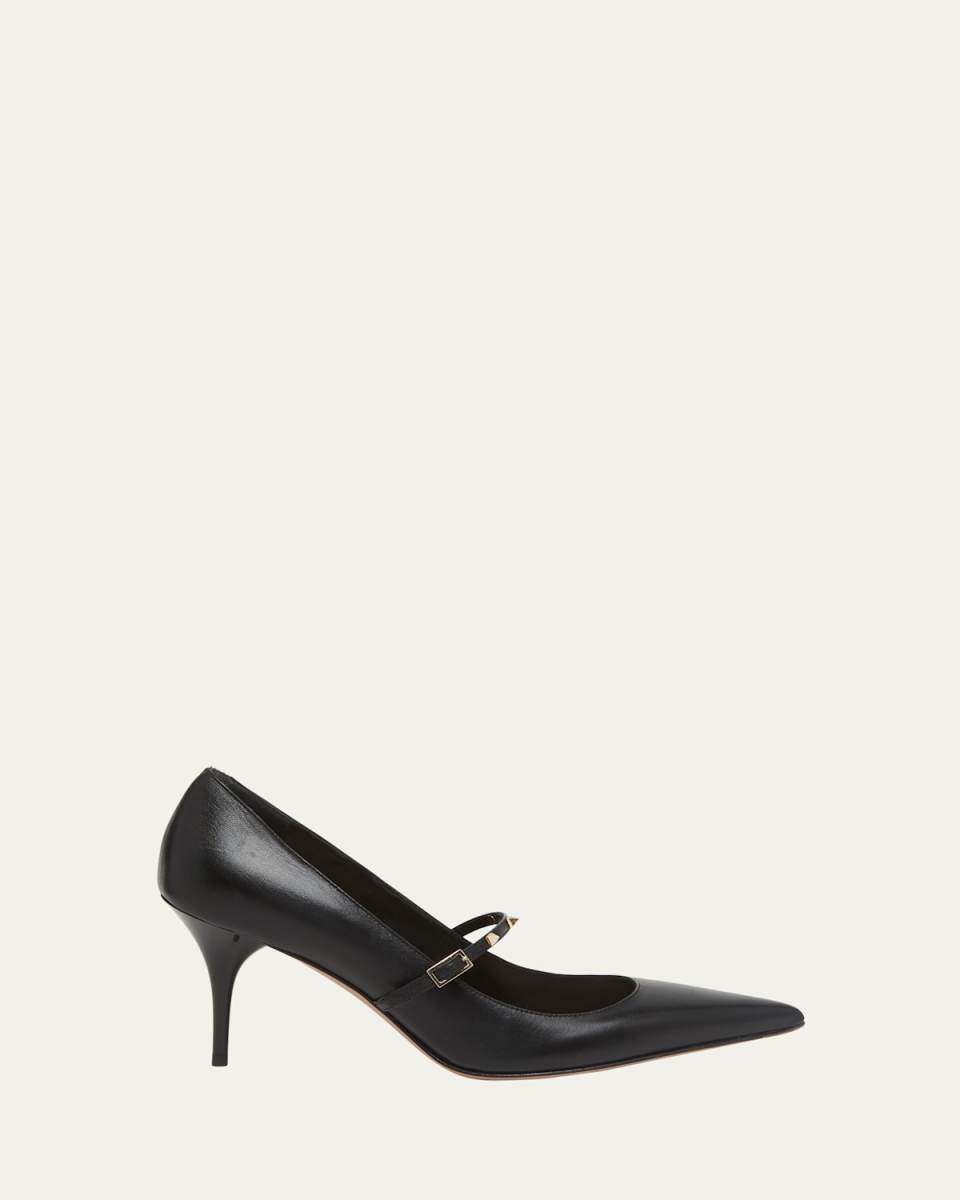 Rockstud Wispy Leather Mary Jane Pumps