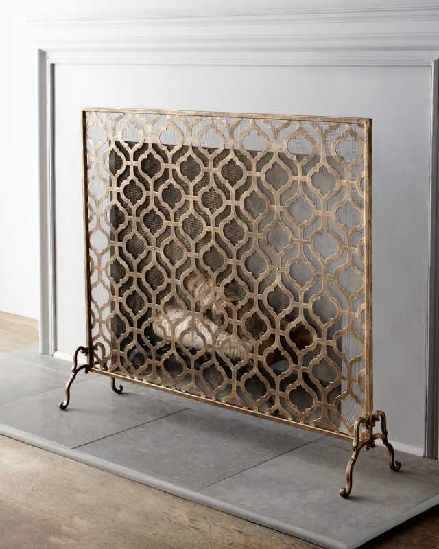 Oversize Single-Panel Iron Fireplace Screen
