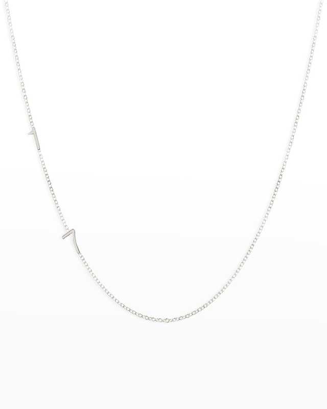 Mini 2-Number Necklace, White Gold