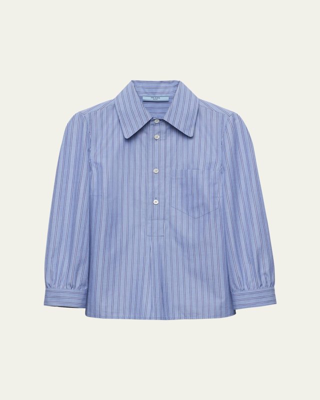 Stripe Chambray Three-Quarter Sleeve Top