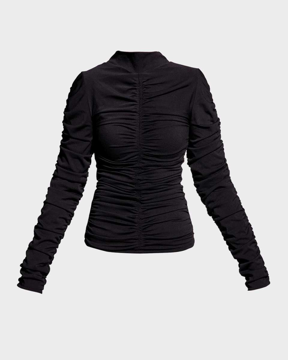 Harley Shirred Mock-Neck Top