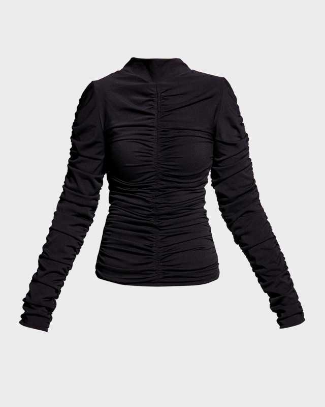 Harley Shirred Mock-Neck Top