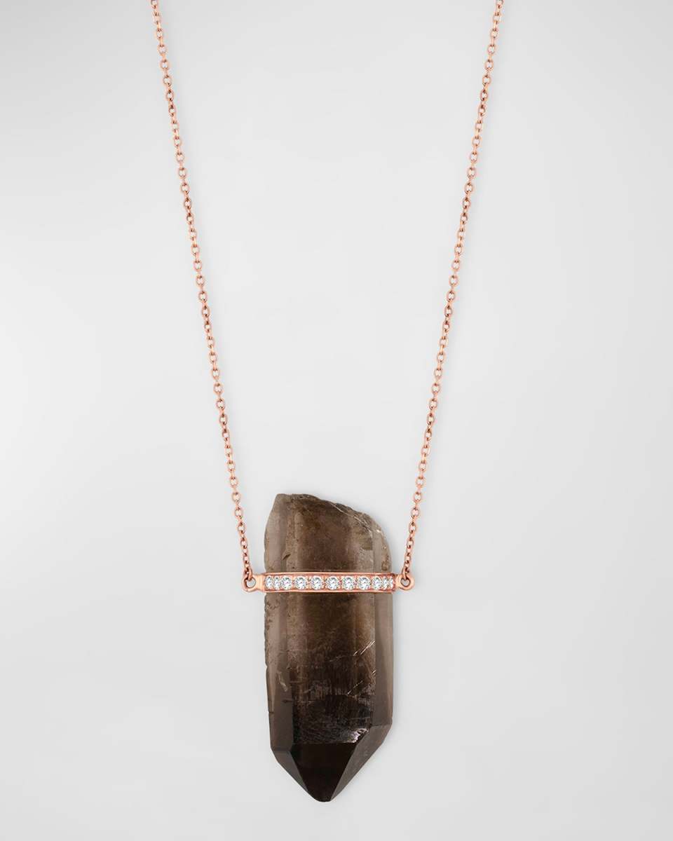 Smoky Quartz Diamond Bar Necklace