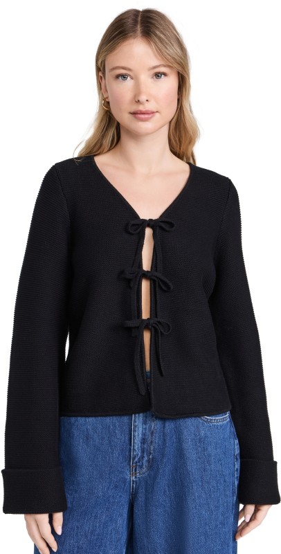ALIGNE Nadia Tie Knit Cardigan Black