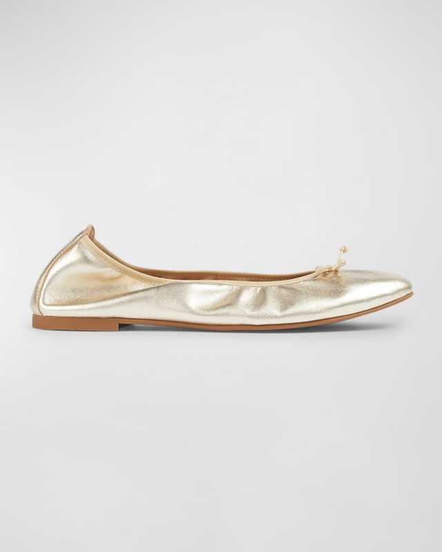 Trilly Metallic Bow Classic Ballerina Flats