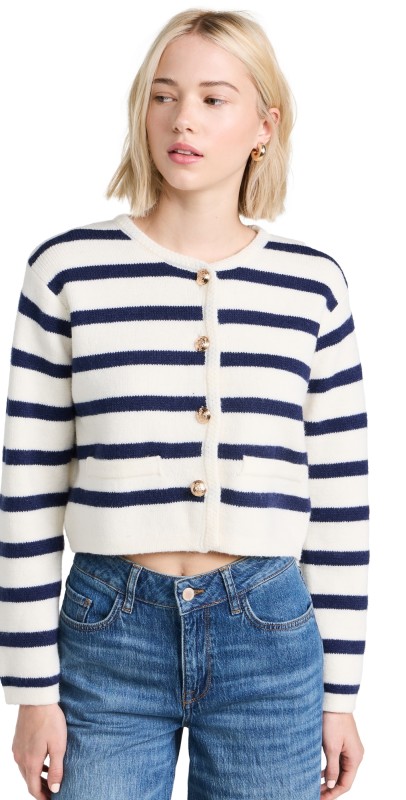 Line & Dot Benni Cardigan Cream and Navy