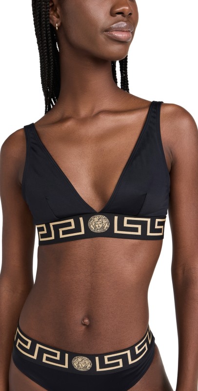 Versace Triangle Lycra Bikini Top Black
