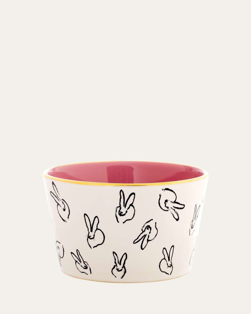 Bunny Bar Bowl in White with Pink Interior