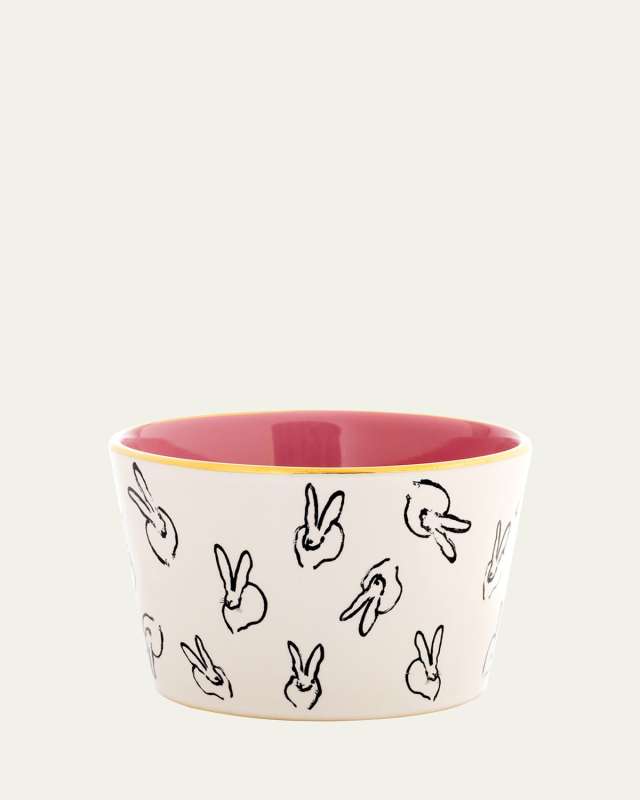 Bunny Bar Bowl in White with Pink Interior