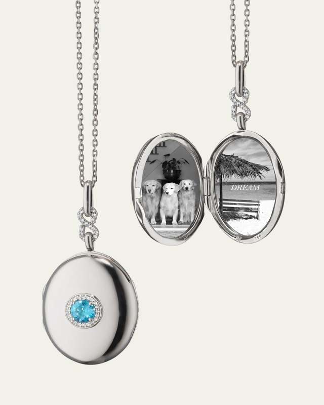 Blue Topaz Infinity Locket Necklace