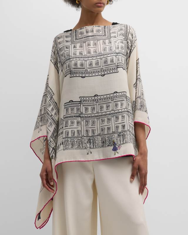 Asti Ivory Cashmere-Blend Poncho