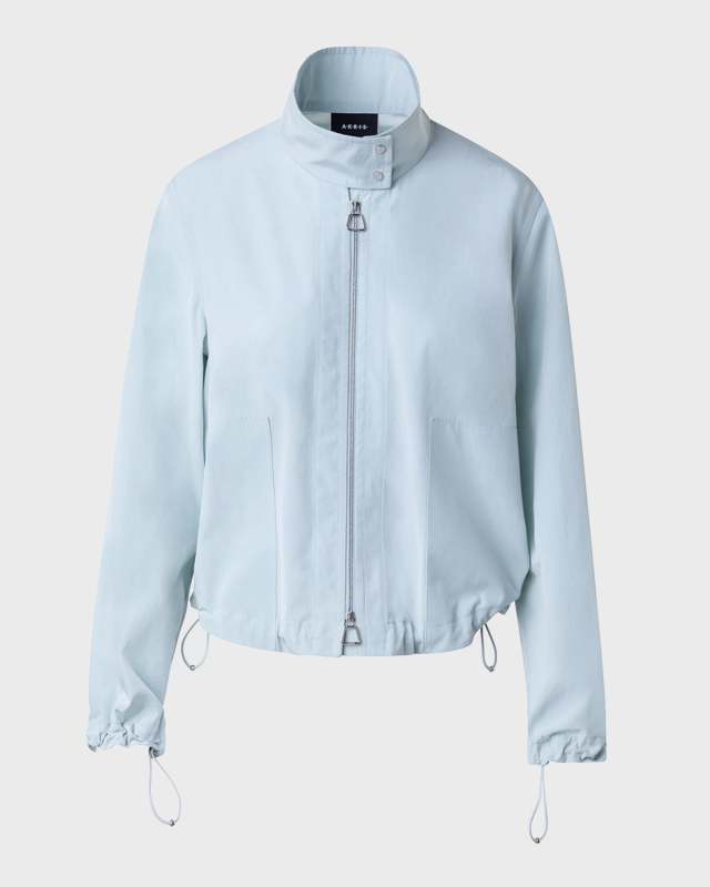 Elizah Taffeta Zip-Up Jacket with Drawcord Hem