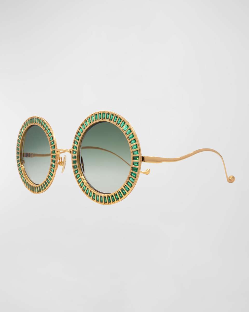 Magic You 2 Green Stainless Steel Round Sunglasses