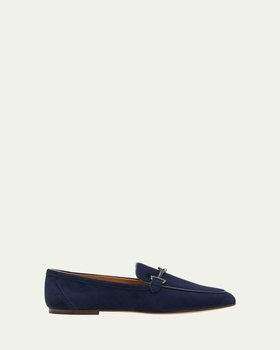 Wrapped T-Ring Suede Loafers