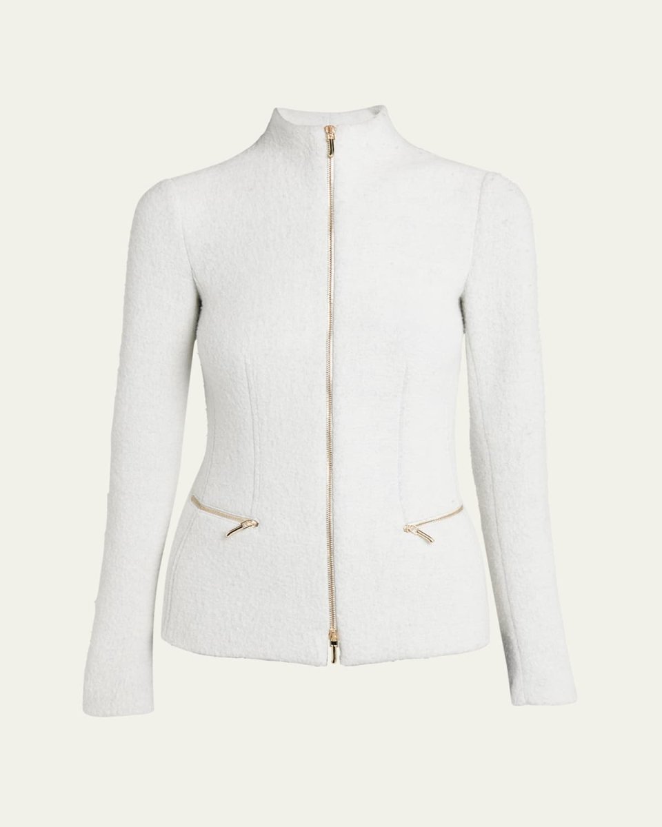 Cashmere-Blend Zip-Up Knit Jacket