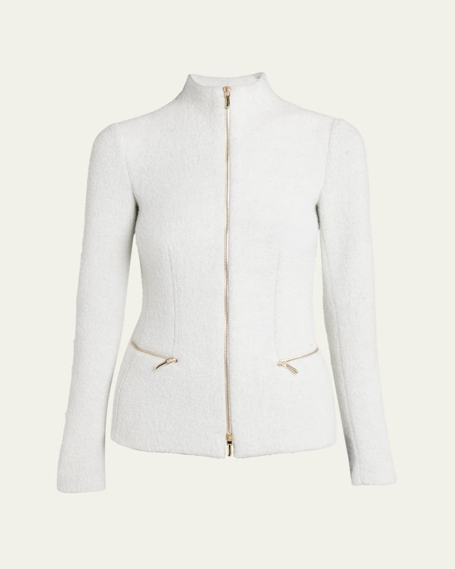 Cashmere-Blend Zip-Up Knit Jacket