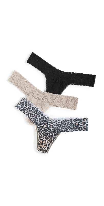 Hanky Panky Low Rise 3-Pack Thong Classic Leopard/Taupe/Black