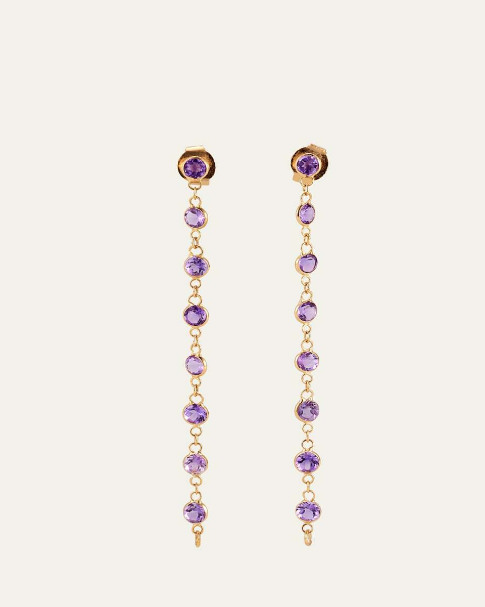 14k Yellow Gold Amethyst Drop Earrings