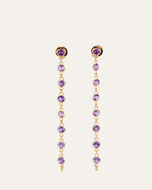 14k Yellow Gold Amethyst Drop Earrings